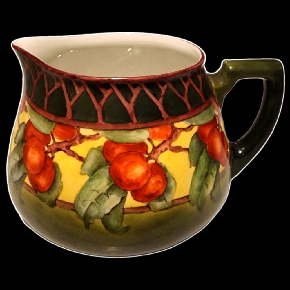 Antique handpainted porcelain pitcher crab apple design Limoges ZS&Co Bavaria